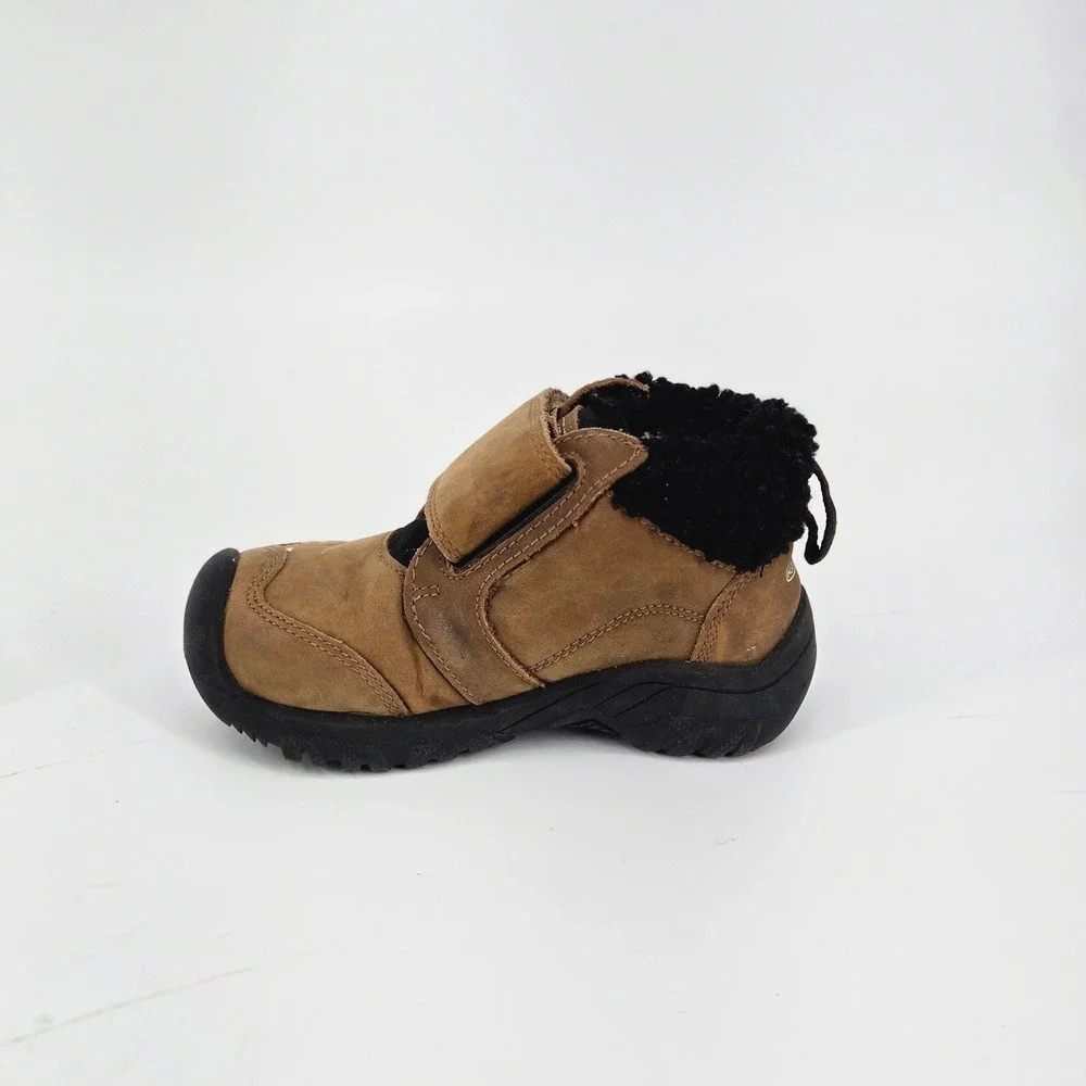 KEEN Kids Kootenay IV Mid Waterproof Brown Leather Wide Toe Box Boots US 8 VGUC